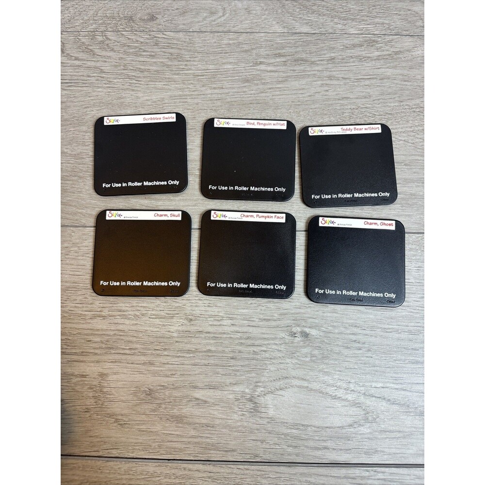6 Sizzix Die Cut Teddy Bear, Ghost, Skull, Swirls, Penguin, Pumpkin Face